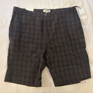 Calvin Klein Men's Charcoal Plaid Flat Front Shorts